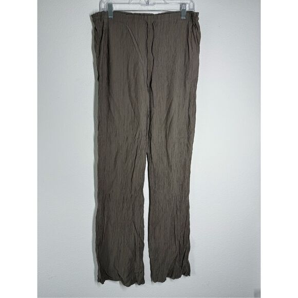 Zara Women's Suit Trousers Sz M Green Tapered Dress Pants Crumpled fabric - Picture 1 of 15